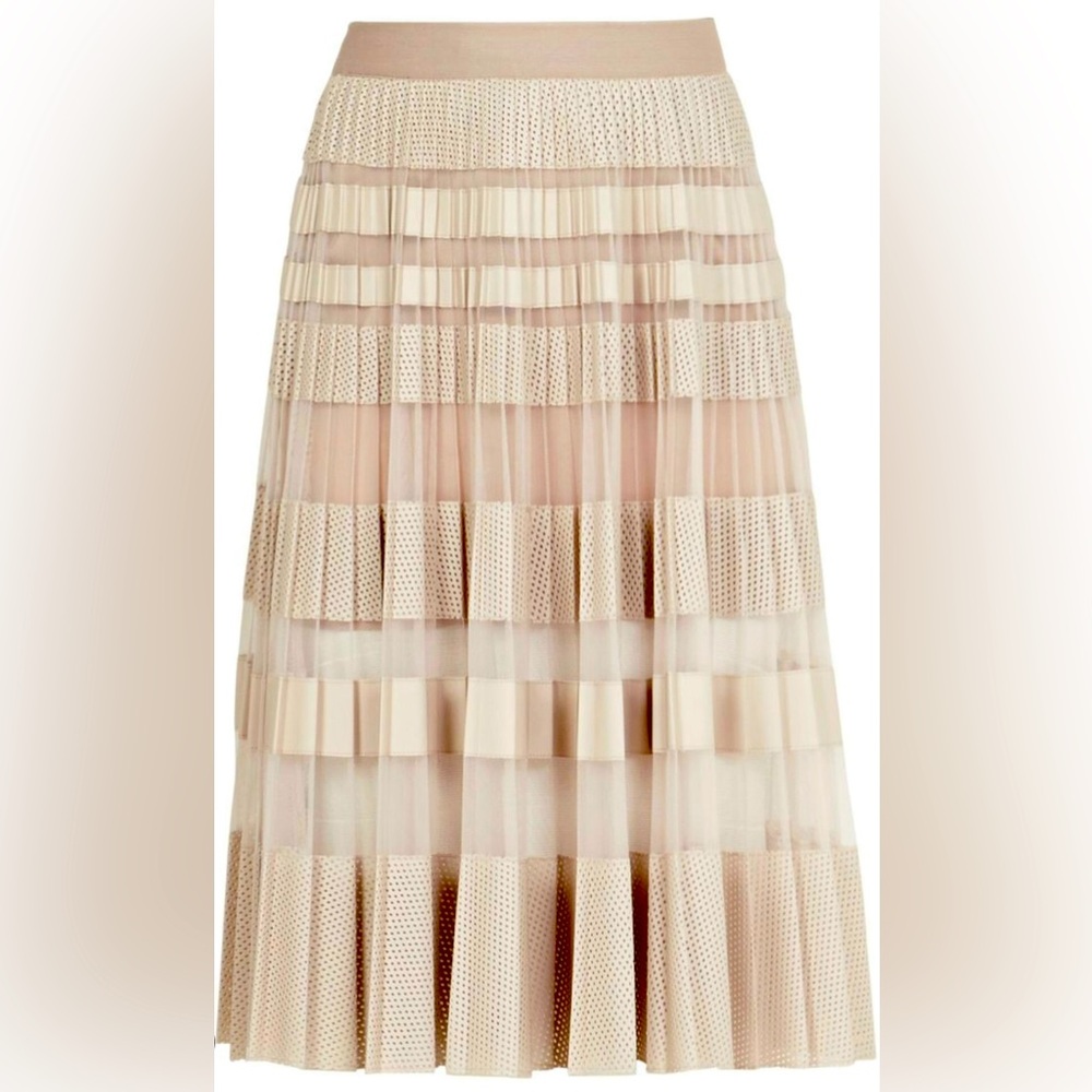 BCBGMaxAzria Taura Cream Midi A-line Skirt